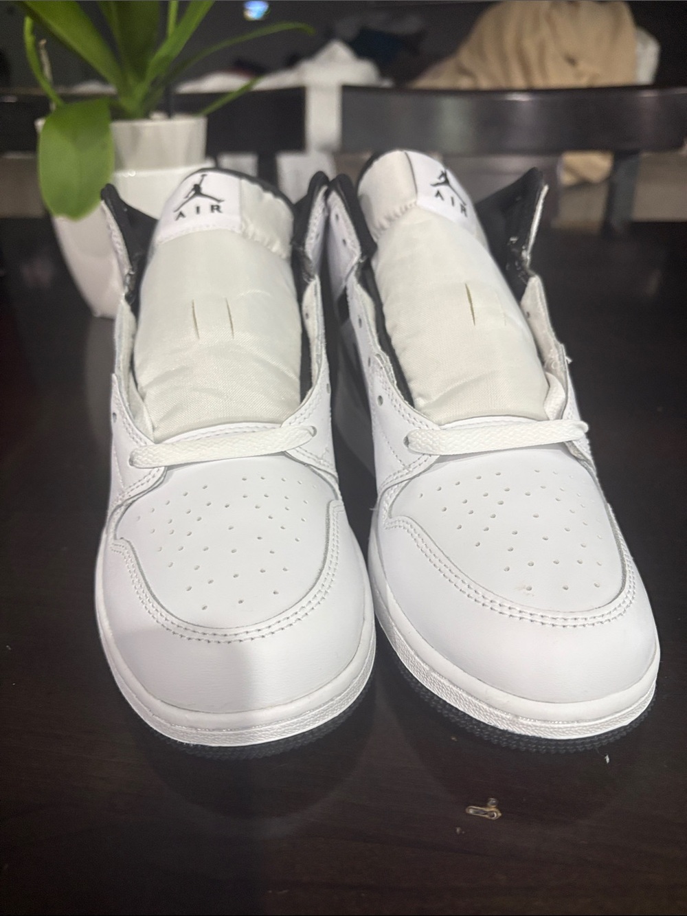 Nike White and Black Air Jordan 1 Low Sneakers